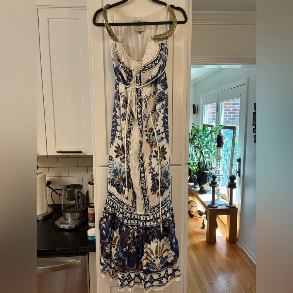 new Farm Rio Off-White Ana Tapestry Fish Strap Maxi Dress - Picture 9 of 9